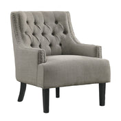 Accent Armchair, Taupe Polyester with Black Finish Legs