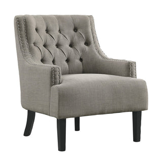 Accent Armchair, Taupe Polyester with Black Finish Legs