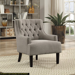 Accent Armchair, Taupe Polyester with Black Finish Legs