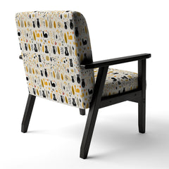 Accent Armchair, Velvet Animal Print in Yellow/White/Black with Black Legs