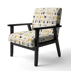 Accent Armchair, Velvet Animal Print in Yellow/White/Black with Black Legs