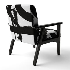 Accent Armchair, Velvet in White and Black with Black Legs