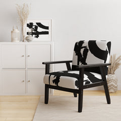 Accent Armchair, Velvet in White and Black with Black Legs