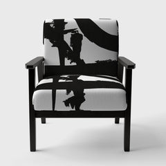 Accent Armchair, Velvet in White and Black with Black Legs