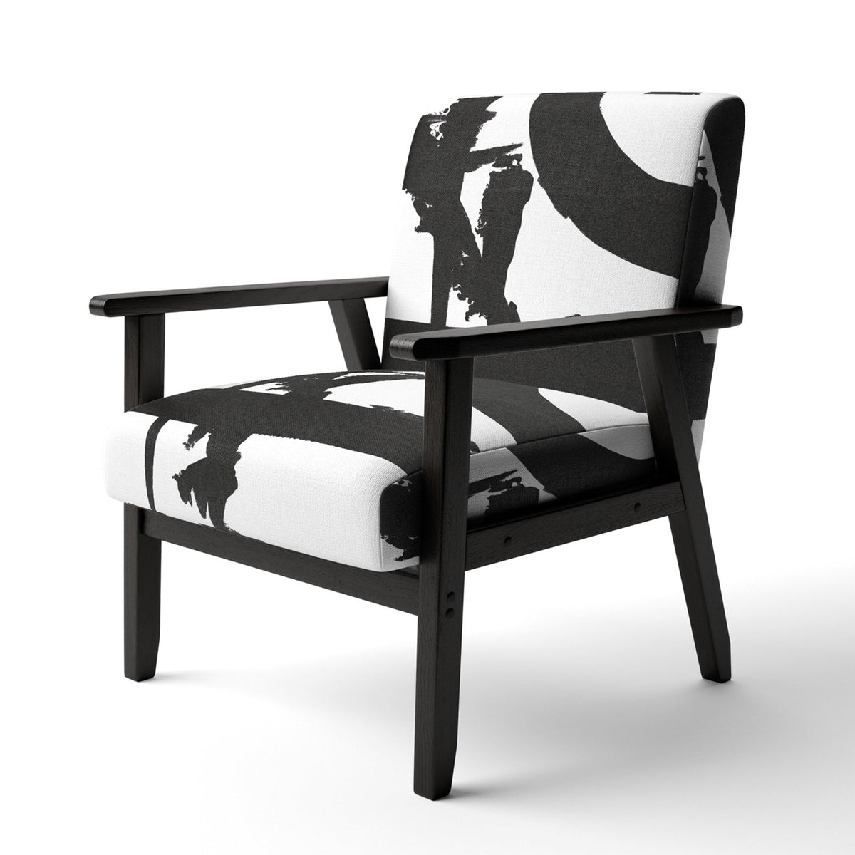 Accent Armchair, Velvet in White and Black with Black Legs