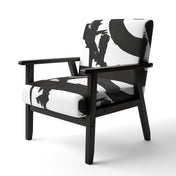 Accent Armchair, Velvet in White and Black with Black Legs