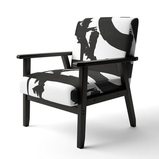Accent Armchair, Velvet in White and Black with Black Legs