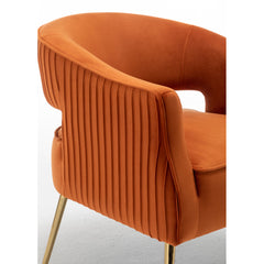 Accent Armchair, Velvet, Orange with Gold Metal Legs