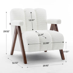 Accent Armchair with Boucle Upholstery and Solid Wood Frame
