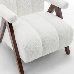 Accent Armchair with Boucle Upholstery and Solid Wood Frame