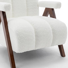 Accent Armchair with Boucle Upholstery and Solid Wood Frame