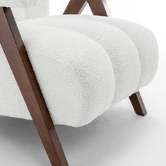 Accent Armchair with Boucle Upholstery and Solid Wood Frame