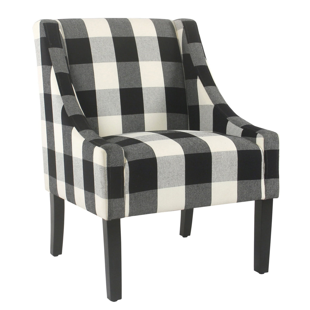 Accent Armchair with Cotton Upholstery and Black Legs