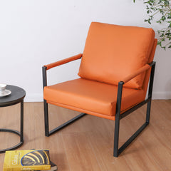 Accent Armchair with Metal Frame in Orange