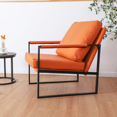 Accent Armchair with Metal Frame in Orange
