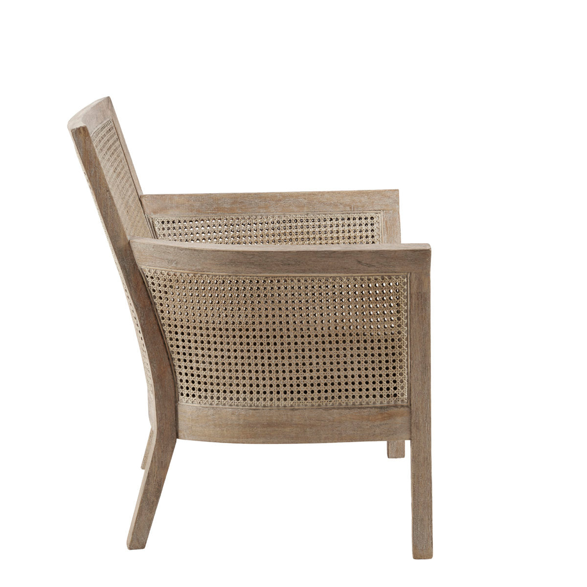 Accent Armchair with Natural Wood Frame in Cream Fabric