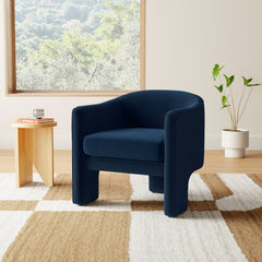 Accent Armchair with Navy Velvet Upholstery and Tripod Base