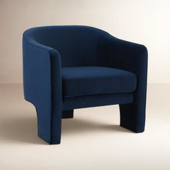 Accent Armchair with Navy Velvet Upholstery and Tripod Base