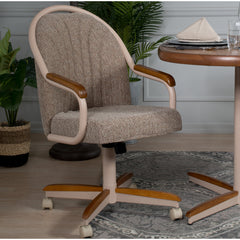 Accent Armchair with Oatmeal Microfiber Upholstery and Beige Frame