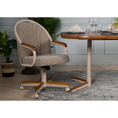 Accent Armchair with Oatmeal Microfiber Upholstery and Beige Frame