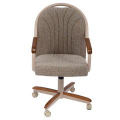 Accent Armchair with Oatmeal Microfiber Upholstery and Beige Frame