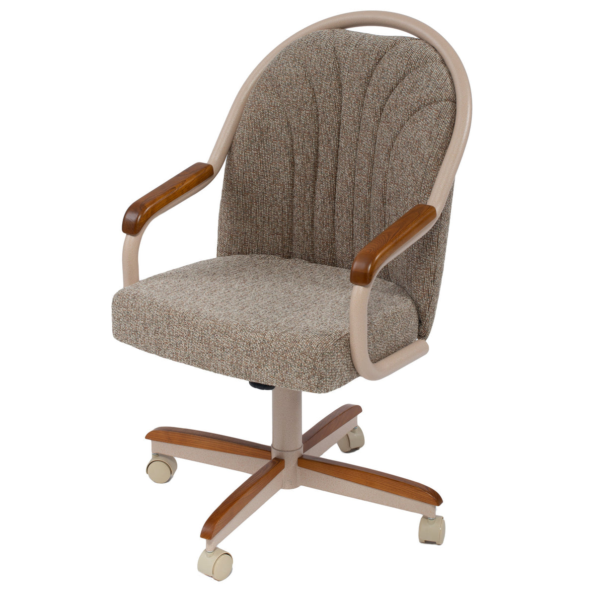 Accent Armchair with Oatmeal Microfiber Upholstery and Beige Frame