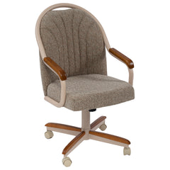 Accent Armchair with Oatmeal Microfiber Upholstery and Beige Frame