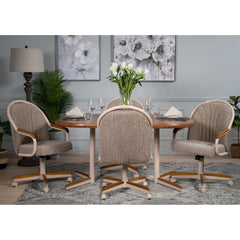 Accent Armchair with Oatmeal Microfiber Upholstery and Beige Frame