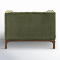 Accent Armchair with Olive Polyester Blend Upholstery and Gray Wood Legs