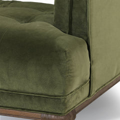 Accent Armchair with Olive Polyester Blend Upholstery and Gray Wood Legs