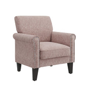 Accent Armchair with Pink Chenille Upholstery and Espresso Wood Legs