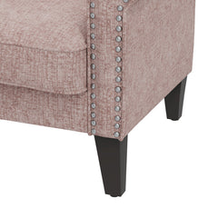 Accent Armchair with Pink Chenille Upholstery and Espresso Wood Legs