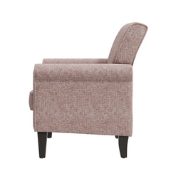 Accent Armchair with Pink Chenille Upholstery and Espresso Wood Legs