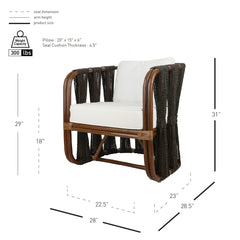Accent Armchair with Rattan Frame and Polyester Upholstery