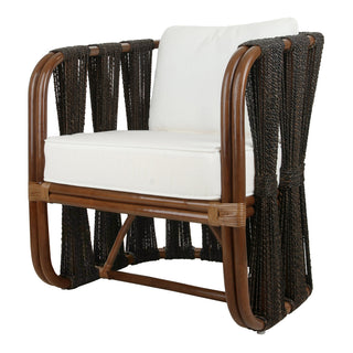 Accent Armchair with Rattan Frame and Polyester Upholstery