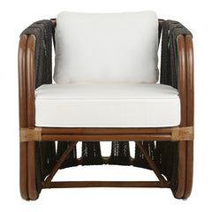 Accent Armchair with Rattan Frame and Polyester Upholstery
