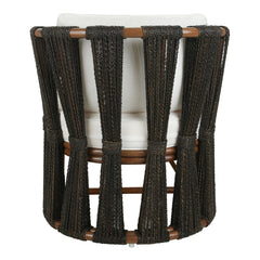 Accent Armchair with Rattan Frame and Polyester Upholstery