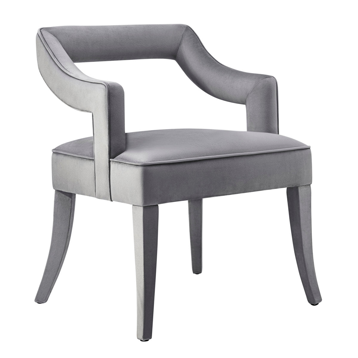 Accent Armchair with Solid Birch Frame in Light Gray Velvet