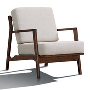 Accent Armchair with Solid Wood Frame, Beige Polyester