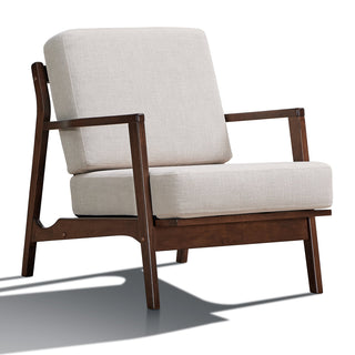 Accent Armchair with Solid Wood Frame, Beige Polyester