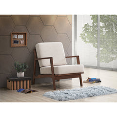 Accent Armchair with Solid Wood Frame, Beige Polyester