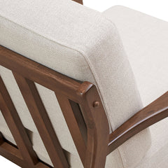Accent Armchair with Solid Wood Frame, Beige Polyester