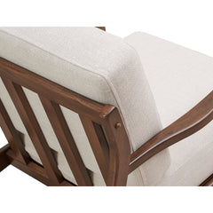 Accent Armchair with Solid Wood Frame, Beige Polyester