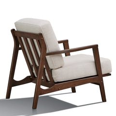 Accent Armchair with Solid Wood Frame, Beige Polyester