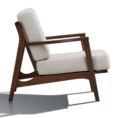Accent Armchair with Solid Wood Frame, Beige Polyester