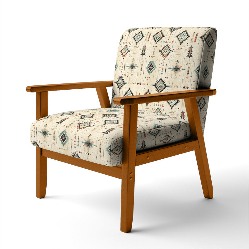 Accent Armchair with Velvet Upholstery and Geometric Pattern