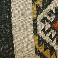 Accent Bench, 47 in Wide, Jute and Wool Upholstery with Black Legs