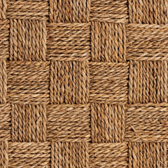 Accent Bench, Seats 2, Brown Wood with Woven Seagrass