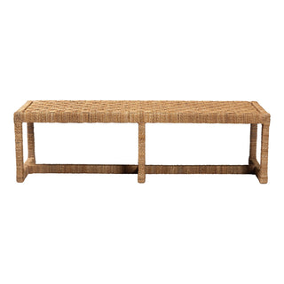 Accent Bench, Seats 2, Brown Wood with Woven Seagrass