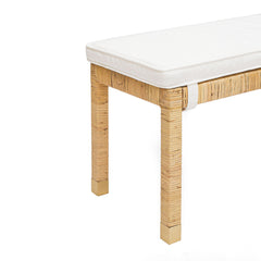 Accent Bench with Rattan Wrap and Natural Legs